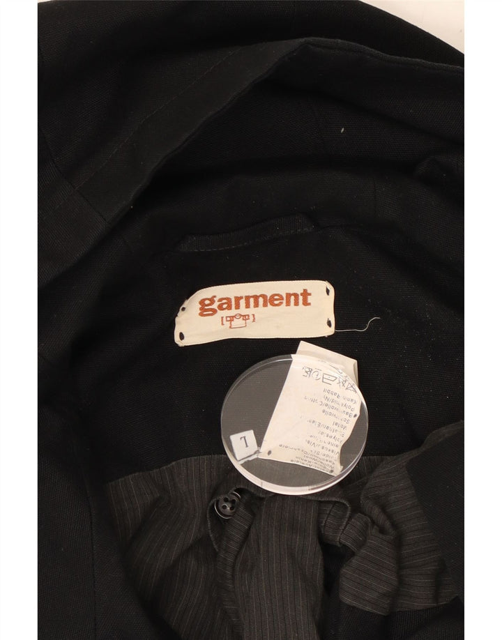 VINTAGE Herre Hætteoverfrakke UK 40 Large Black Acetate