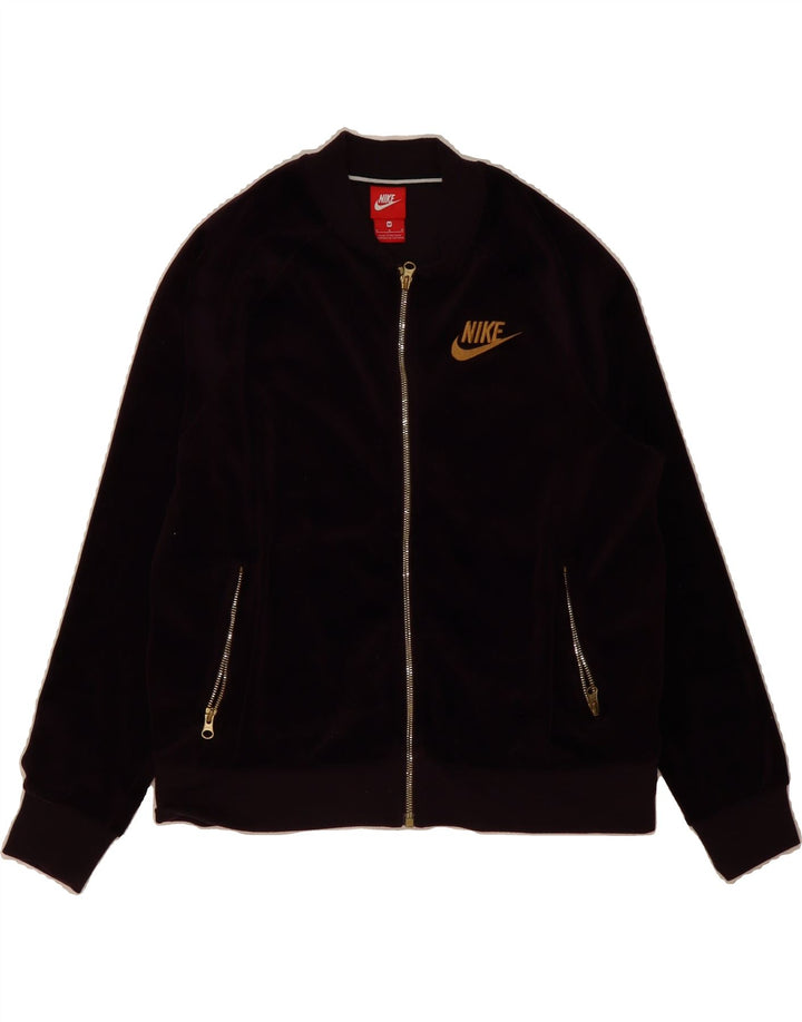 NIKE Womens Tracksuit Top Jacket UK 14 Medium Burgundy Polyester Vintage Nike and Second-Hand Nike from Messina Hembry 