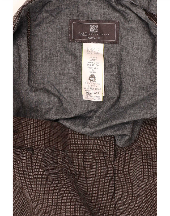 Marks & Spencer Herre Regular Fit Suit Bukser W34 L33 brun ternet