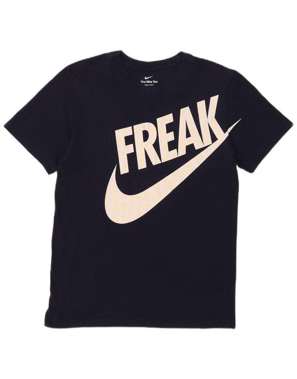 Nike Herre Dri Fit grafisk T-shirt top lille marineblå bomuld