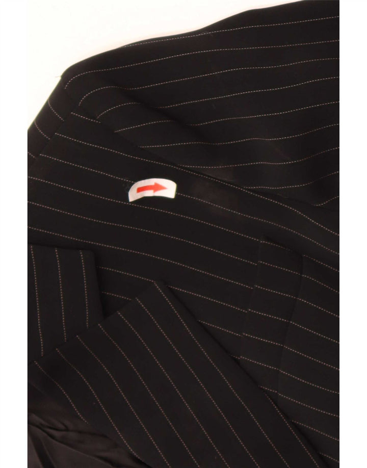 Emporio Armani Dame 1 Knap Blazer Jacket UK 8 Small Black Pinstripe