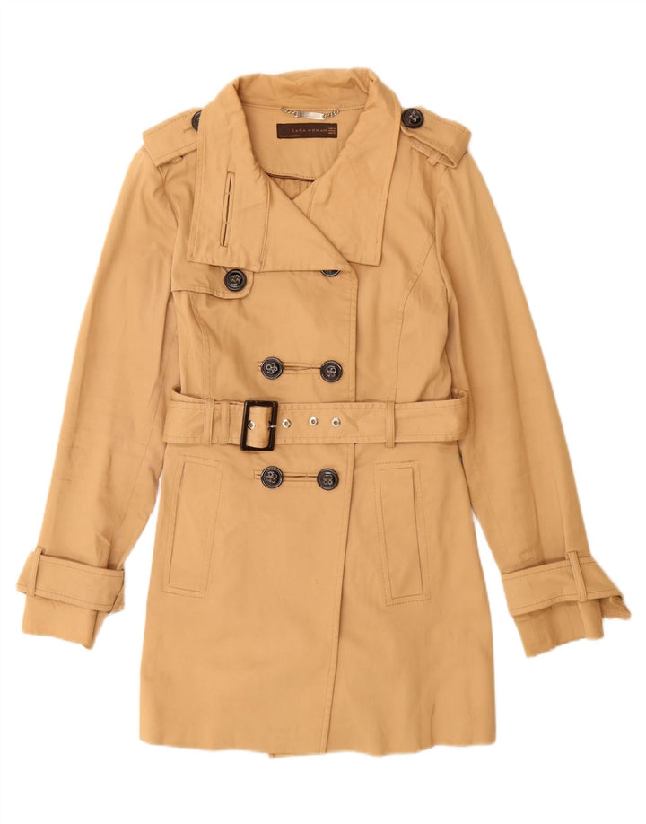 Zara Trench Coat til kvinder UK 12 Medium Beige Bomuld