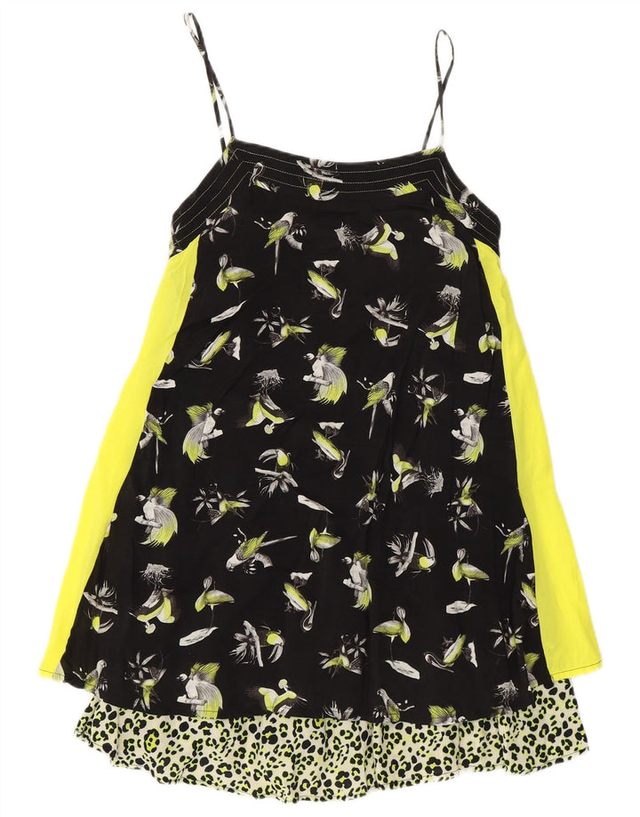 Zara Kvinders Abstrakt Mønster Slip Dress UK 8 Small Multicolored