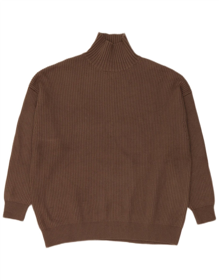 Zara Dame Oversized Turtle Neck Jumper Sweater UK 10 Small Brown