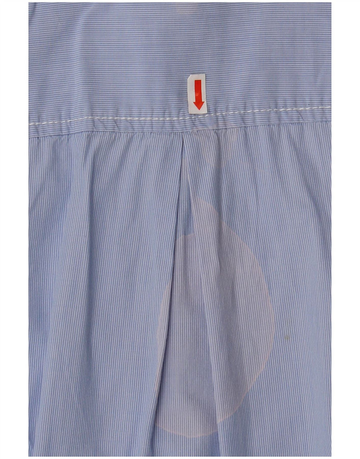 BENETTON Womens Shirt UK 14 Medium Blue Pinstripe