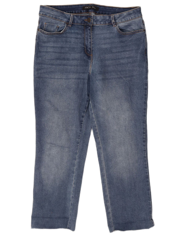 M&Co Womens Cropped Jeans UK 14 Large W34 L25 Blue Cotton