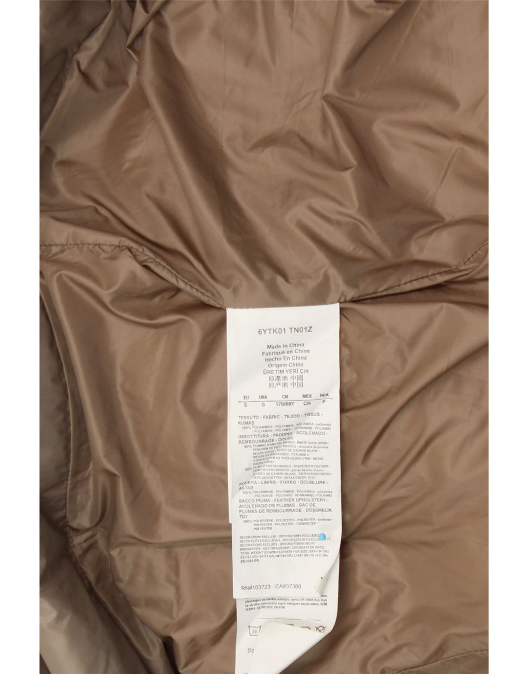EMPORIO ARMANI Womens Padded Coat UK 10 Small Beige Polyamide Vintage Emporio Armani and Second-Hand Emporio Armani from Messina Hembry 