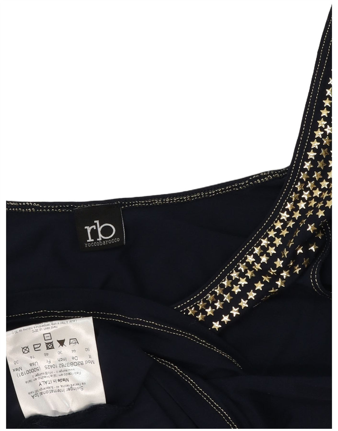 Roccobarocco Dame Crop Grafisk Vest Top IT 50 XL Navy Blue