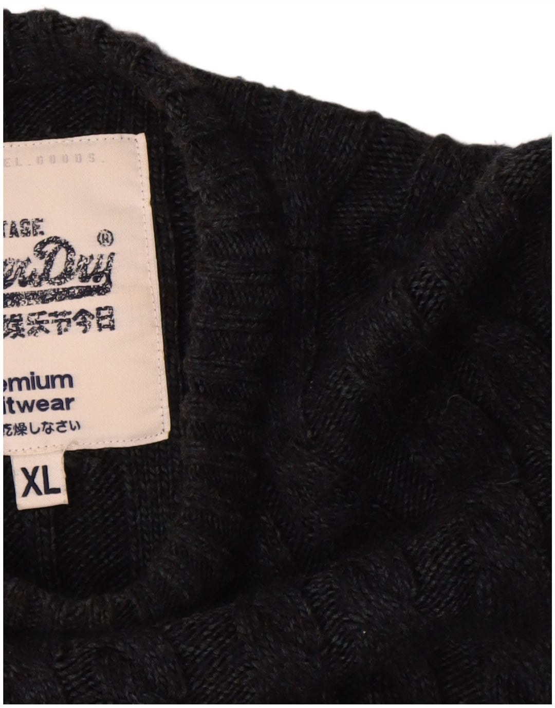 Superdry Herre Boat Neck Jumper Sweater XL Sort Akryl