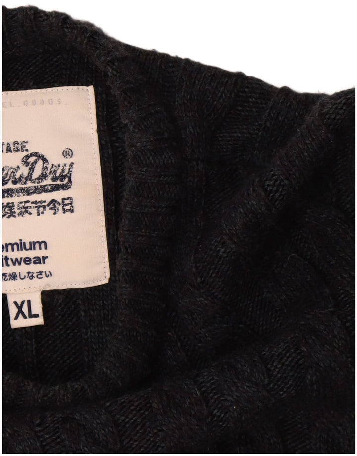 Superdry Herre Boat Neck Jumper Sweater XL Sort Akryl