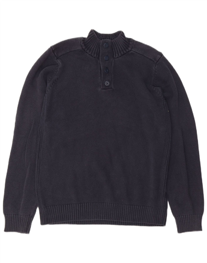 Marks & Spencer Herre Button Neck Jumper Sweater Medium Navy Blue