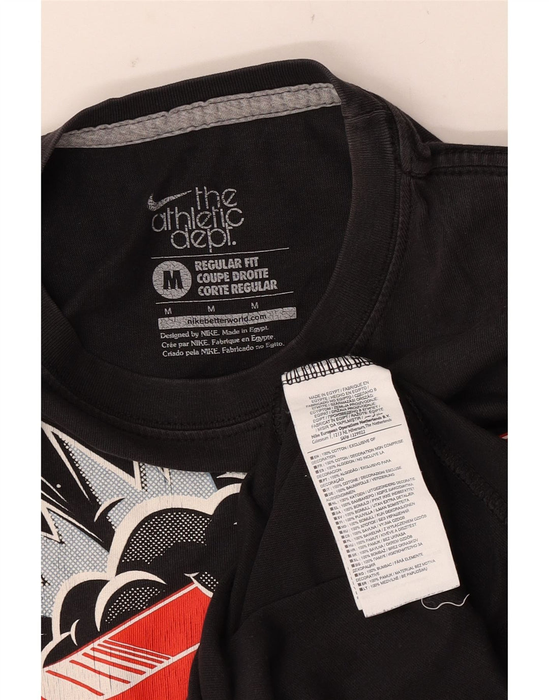 Nike Herre Regular Fit Grafisk T-shirt Top Medium Sort Bomuld