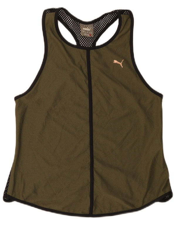 Puma Damevest Top UK 12 Medium Khaki Colourblock Polyester