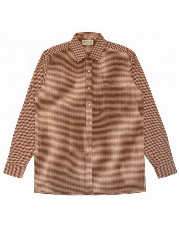 Gleneske Herre Flanelskjorte Størrelse 39 15 1/2 Medium Beige Houndstooth