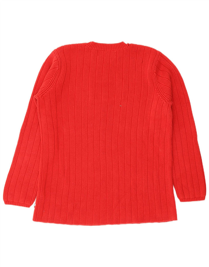 Tommy Hilfiger Dame Grafisk Crew Neck Jumper Sweater UK 14 Medium Rød