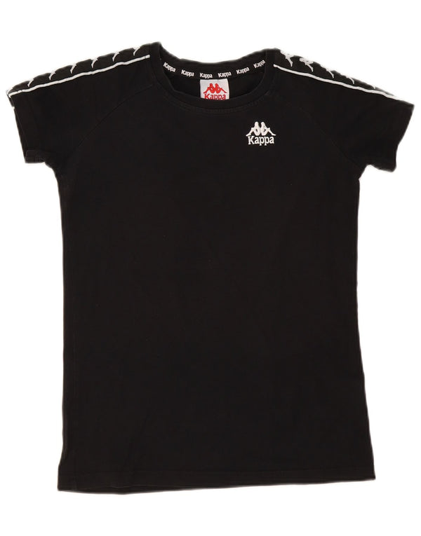 Kappa Dame Grafisk T-Shirt Top UK 10 Small Black Bomuld