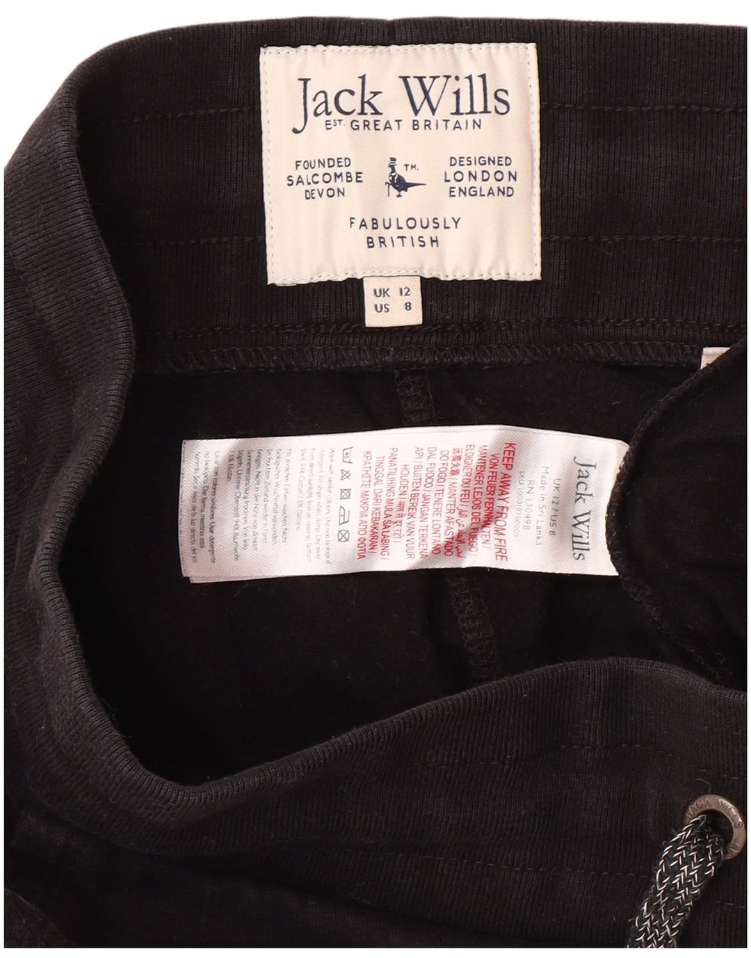 JACK WILLS Grafisk træningsdragt til kvinder Joggers UK 12 Medium Black