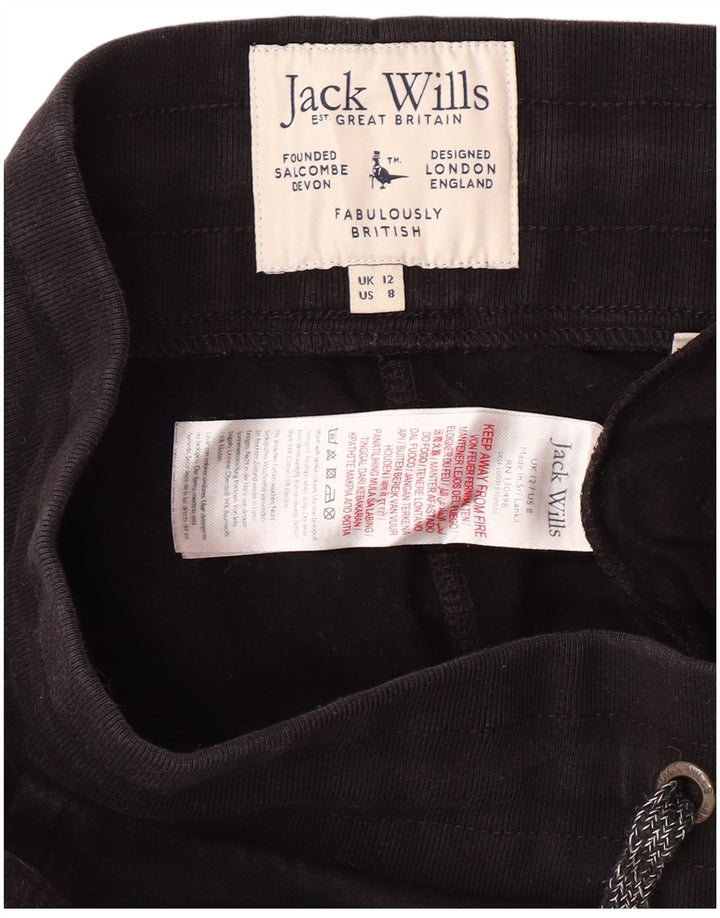 JACK WILLS Grafisk træningsdragt til kvinder Joggers UK 12 Medium Black