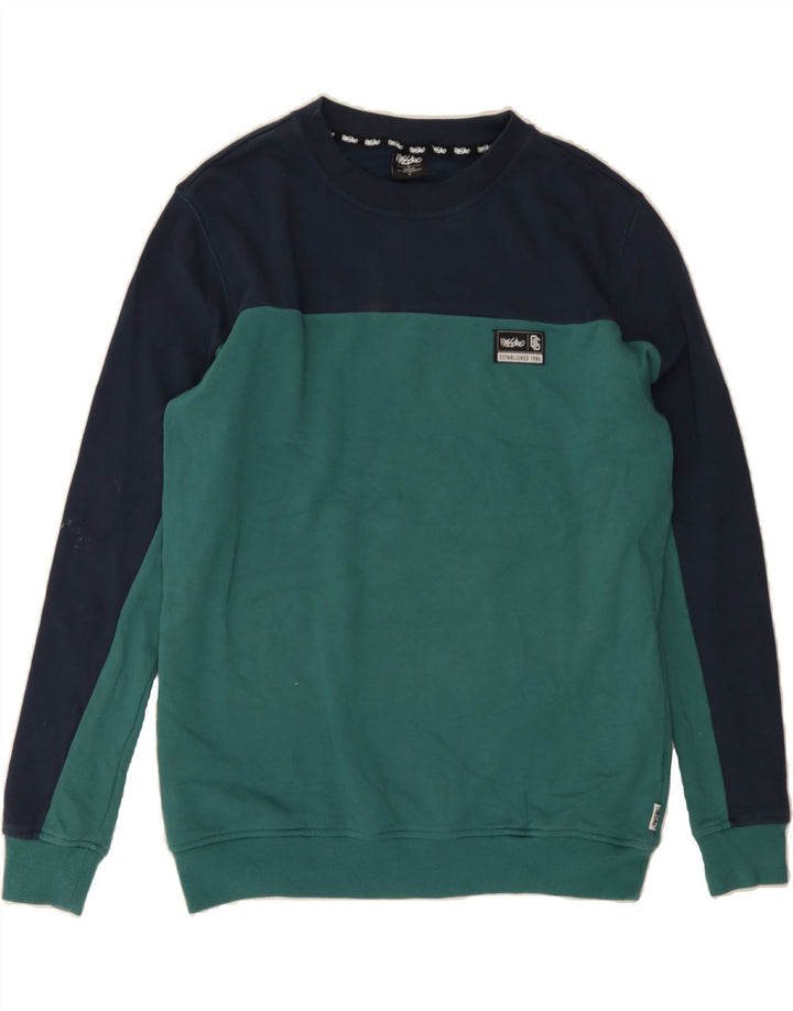 MOSSIMO Mens Sweatshirt Jumper Small Green Colourblock Cotton Vintage Mossimo and Second-Hand Mossimo from Messina Hembry 