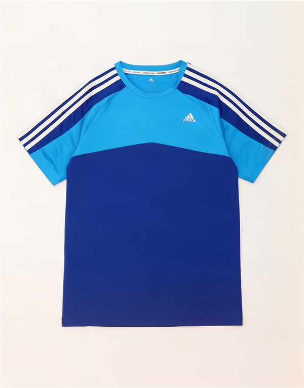 Adidas Boys Climalite T-Shirt Top 15-16 år Blå Colourblock Polyester
