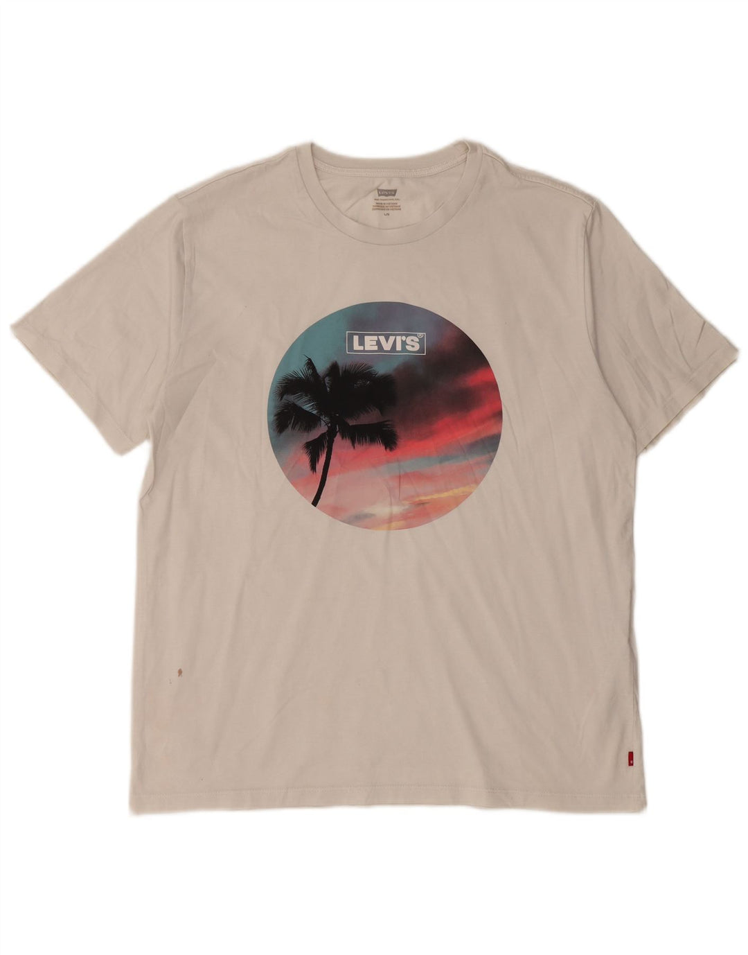 LEVI'S Herre grafisk T-shirt Top Stor Off White Bomuld