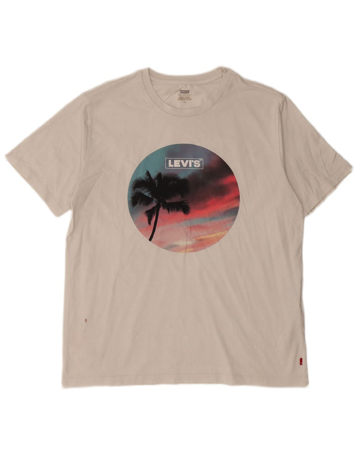 LEVI'S Herre grafisk T-shirt Top Stor Off White Bomuld