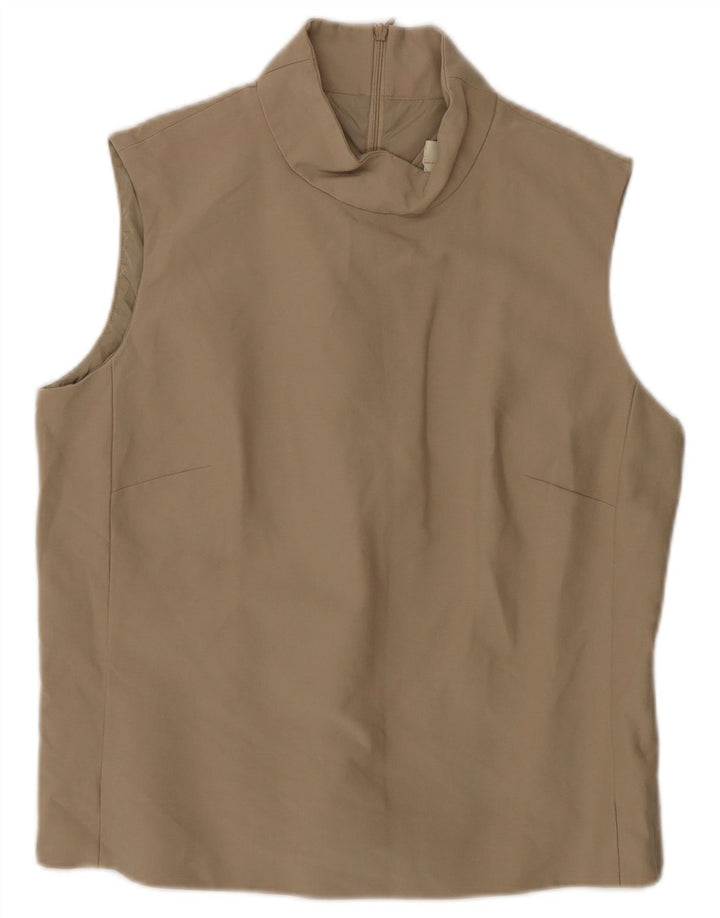 Max Mara Dame ærmeløs bluse Top UK 10 Small Beige Bomuld