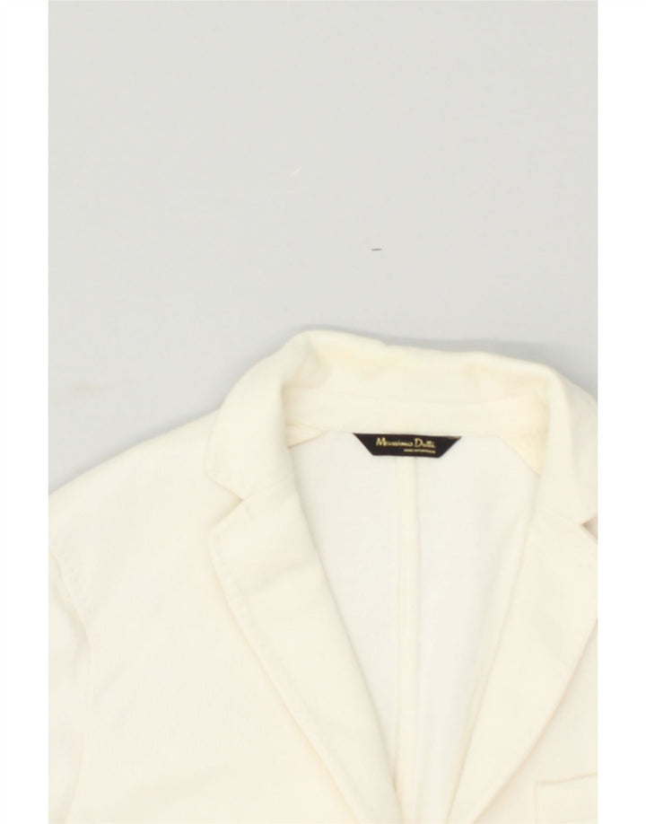 MASSIMO DUTTI Womens 1 Button Blazer Jacket US 8 Medium Off White Cotton | Vintage Massimo Dutti | Thrift | Second-Hand Massimo Dutti | Used Clothing | Messina Hembry 