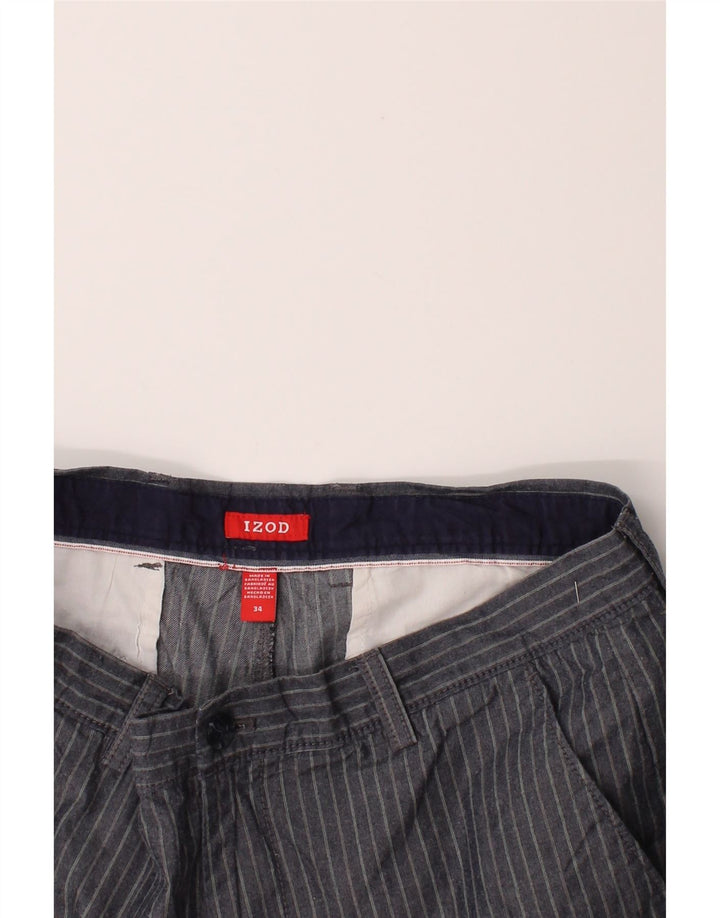 IZOD Mens Chino Shorts W34 Large Grey Striped Cotton Vintage Izod and Second-Hand Izod from Messina Hembry 