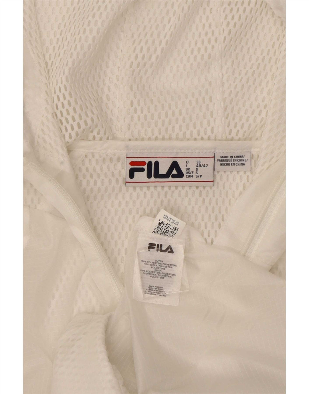 Fila Womens Grafisk Træningsdragt med hætte Topjakke UK 10 Small White Polyester