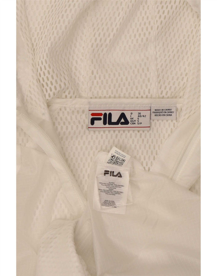 Fila Womens Grafisk Træningsdragt med hætte Topjakke UK 10 Small White Polyester