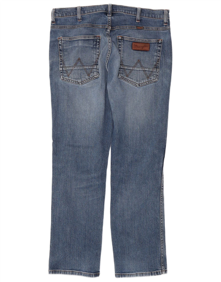 WRANGLER Herre Arizona Stretch Straight Jeans W36 L30 Blå Bomuld