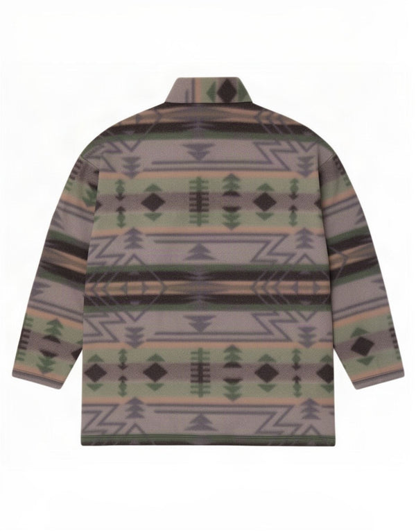 Vintage herre lynlås hals fleece jumper medium flerfarvet geometrisk