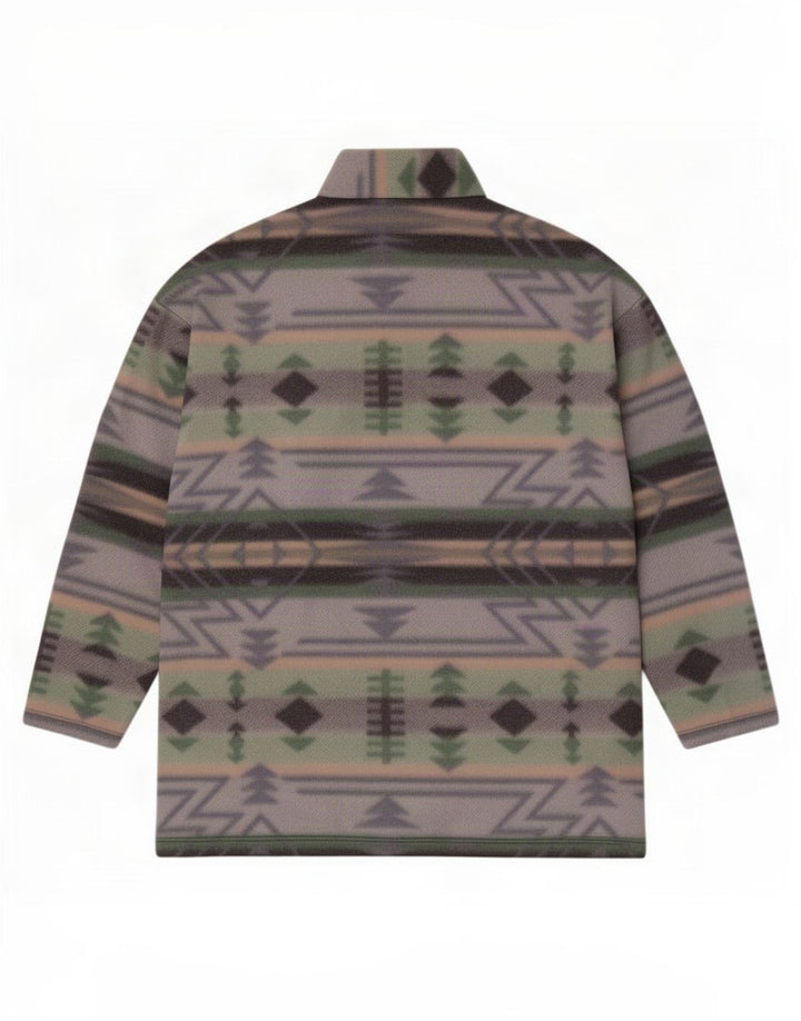 Vintage herre lynlås hals fleece jumper medium flerfarvet geometrisk