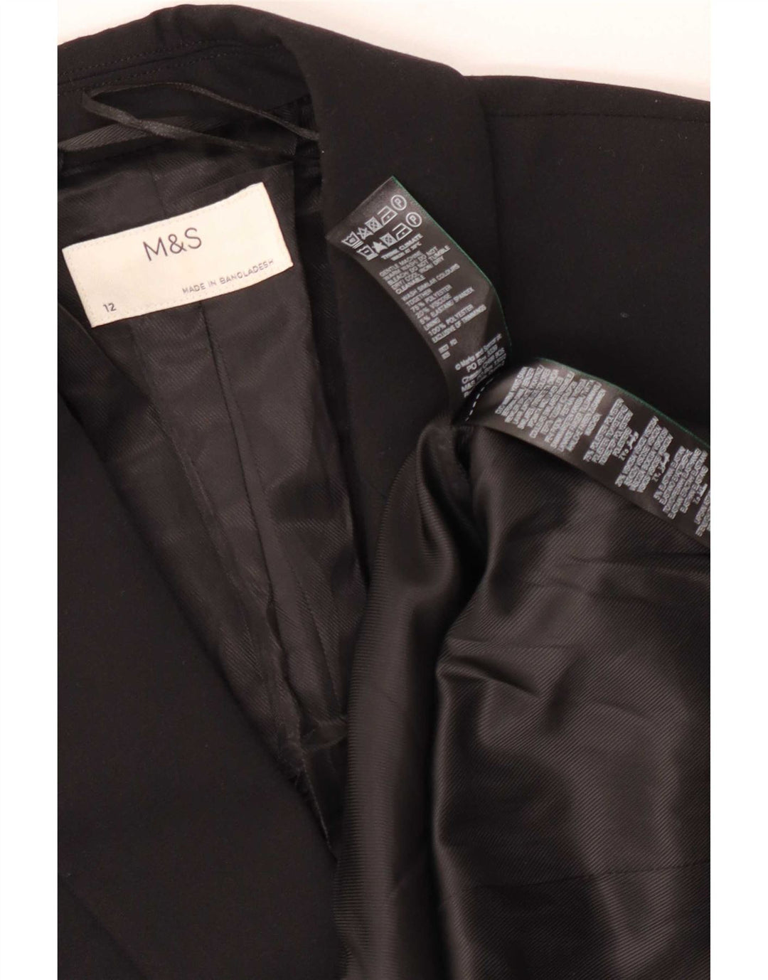 Marks & Spencer Dame 1 Knap Blazer Jakke UK 12 Medium Sort Polyester