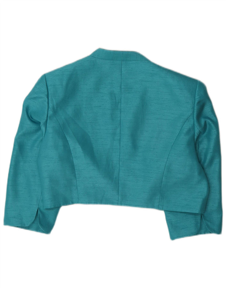JACQUES VERT Dame 3/4-ærmet Bolero-jakke UK 16 Stor turkis