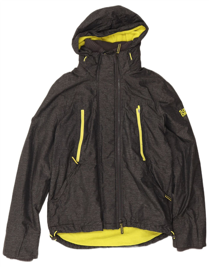 Superdry Windattacker vindjakke med hætte til mænd UK 40 Stor grå nylon