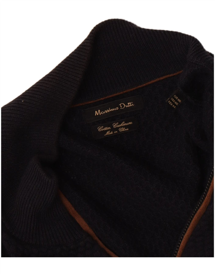 Massimo Dutti Herre Cardigan Sweater 2XL Marineblå Bomuld