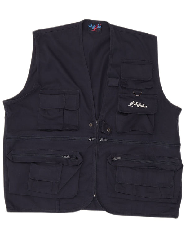 AUSTRALIAN L'ALPINA Herre Utility Gilet UK 42 XL Navy Blue Polyester