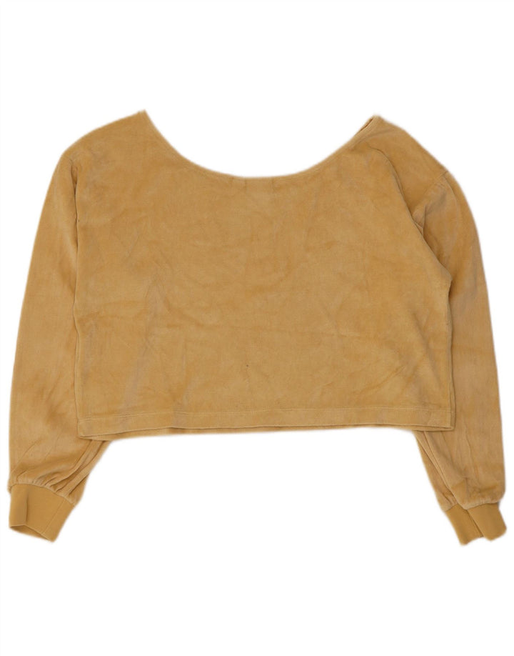 Adidas Dame Oversized Crop Velour Top Langærmet UK 10 Lille Gul