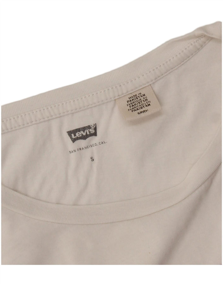 LEVI'S Dame Grafisk T-Shirt Top UK 10 Small White
