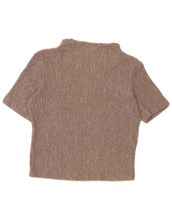 Zara Womens Crop Bluse Top UK 10 Small Brown