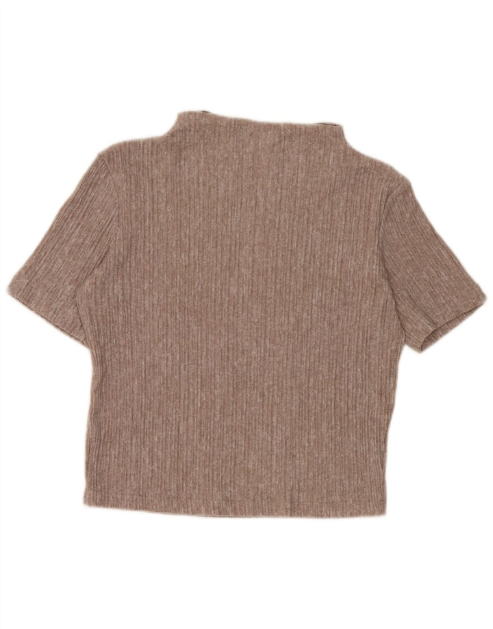 Zara Womens Crop Bluse Top UK 10 Small Brown