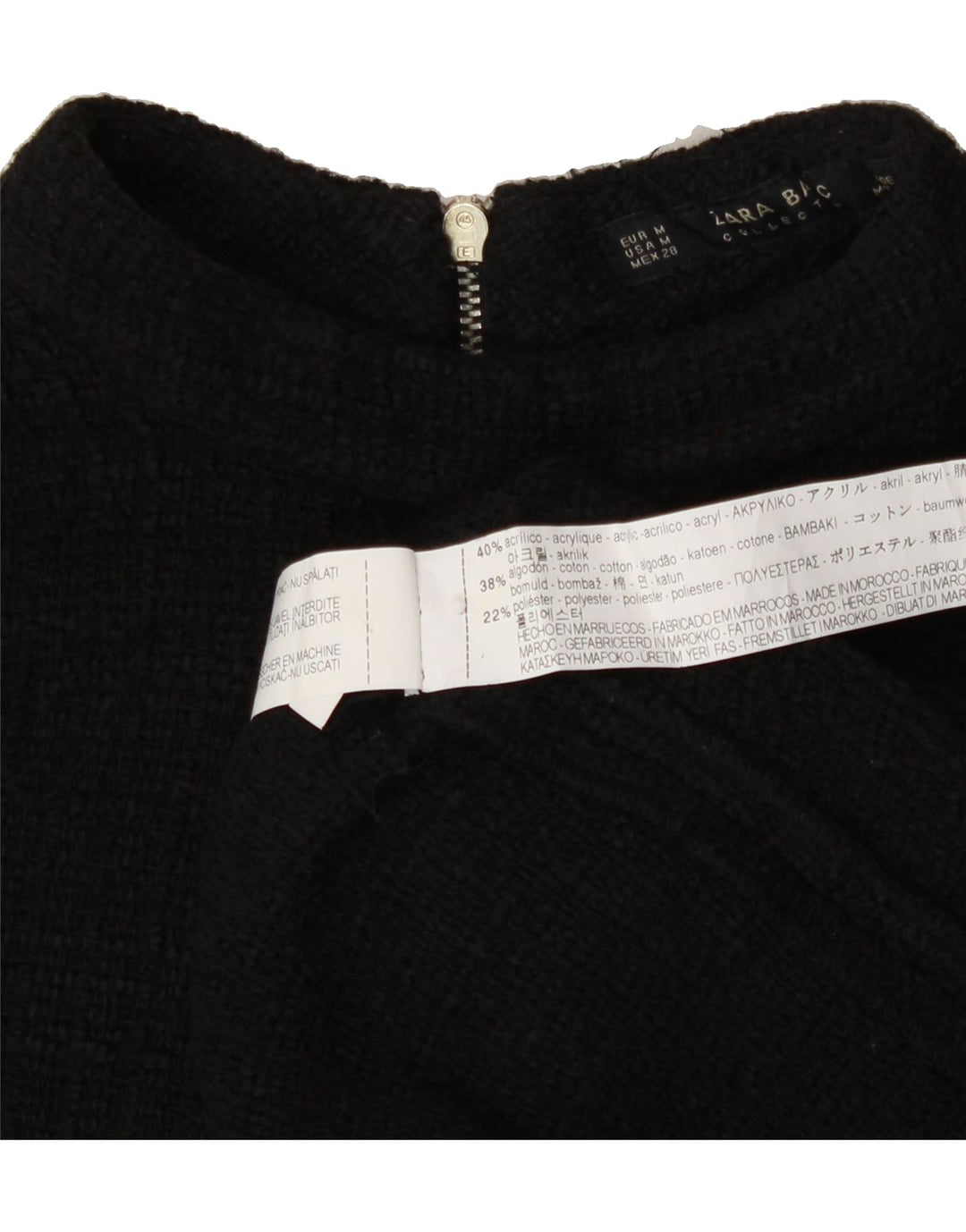 ZARA Womens Boat Neck Jumper Sweater UK 12 Medium Black Acrylic Vintage Zara and Second-Hand Zara from Messina Hembry 