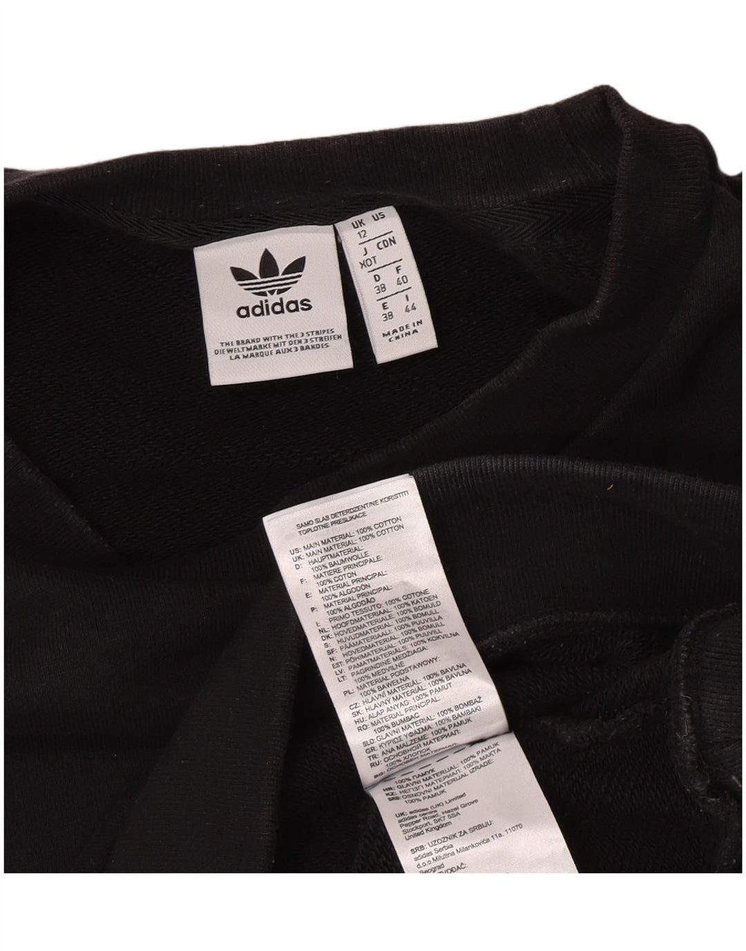Adidas Dame Grafisk Oversized Sweatshirt Jumper UK 12 Medium Sort Bomuld