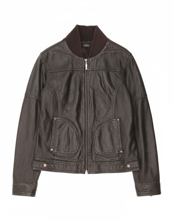 MOTIVI Dame Læderjakke UK 14 Medium Sort