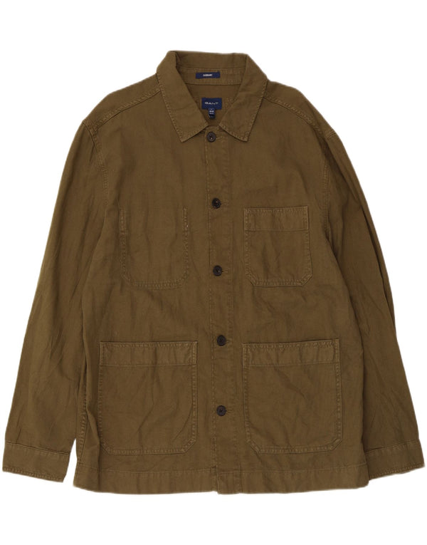 Gant Herre Overshirt Skjorte Størrelse 41/42 16 1/2 Stor Khaki Bomuld