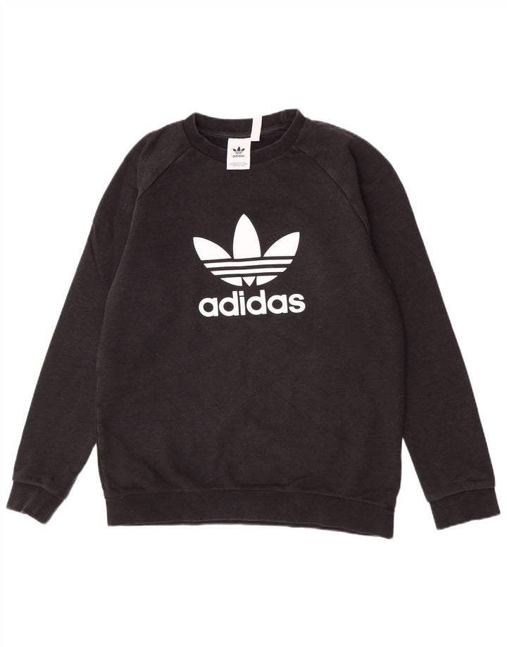 Adidas Grafisk Sweatshirt Jumper Medium Sort Bomuld