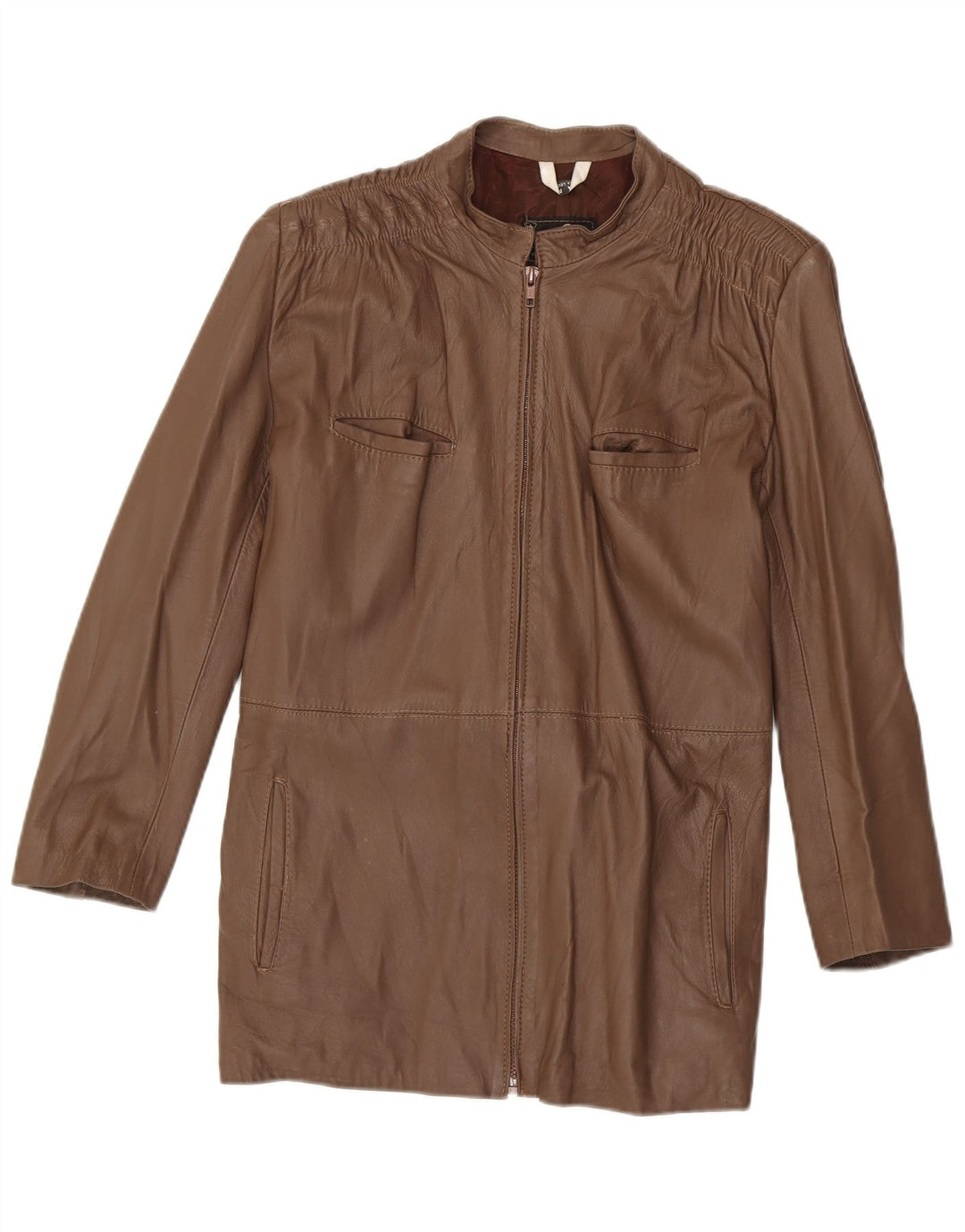 Vintage læderfrakke til kvinder UK 14 medium brunt læder