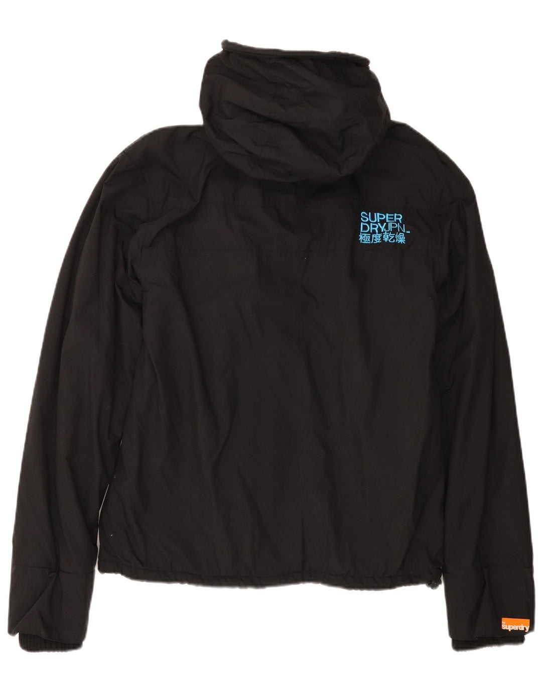 SUPERDRY vindjakke med hætte til kvinder UK 16 Stor sort nylon